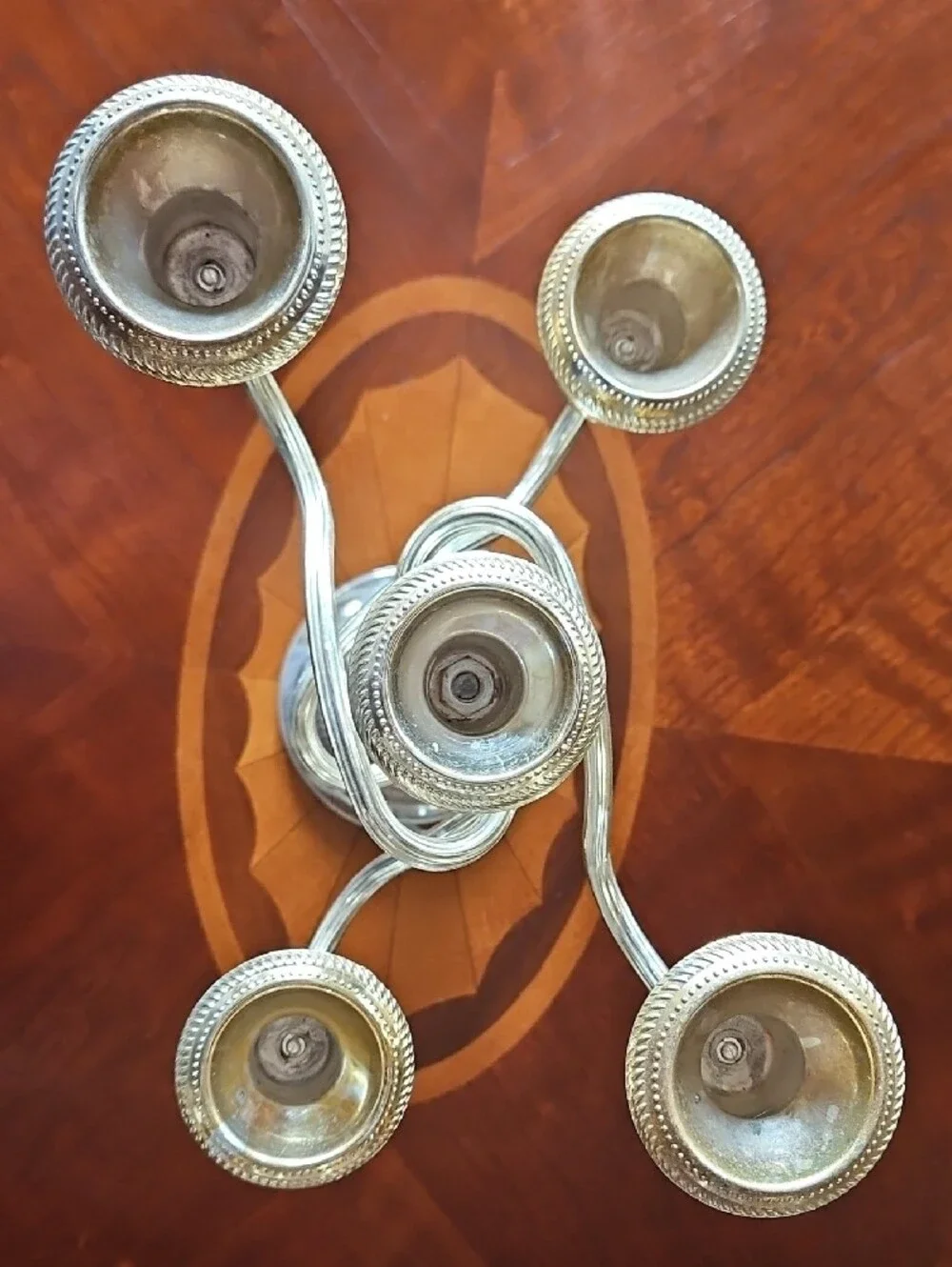VTG E.P. Zinc Silver Plated Classic 5-Light Candelabra - Made in England